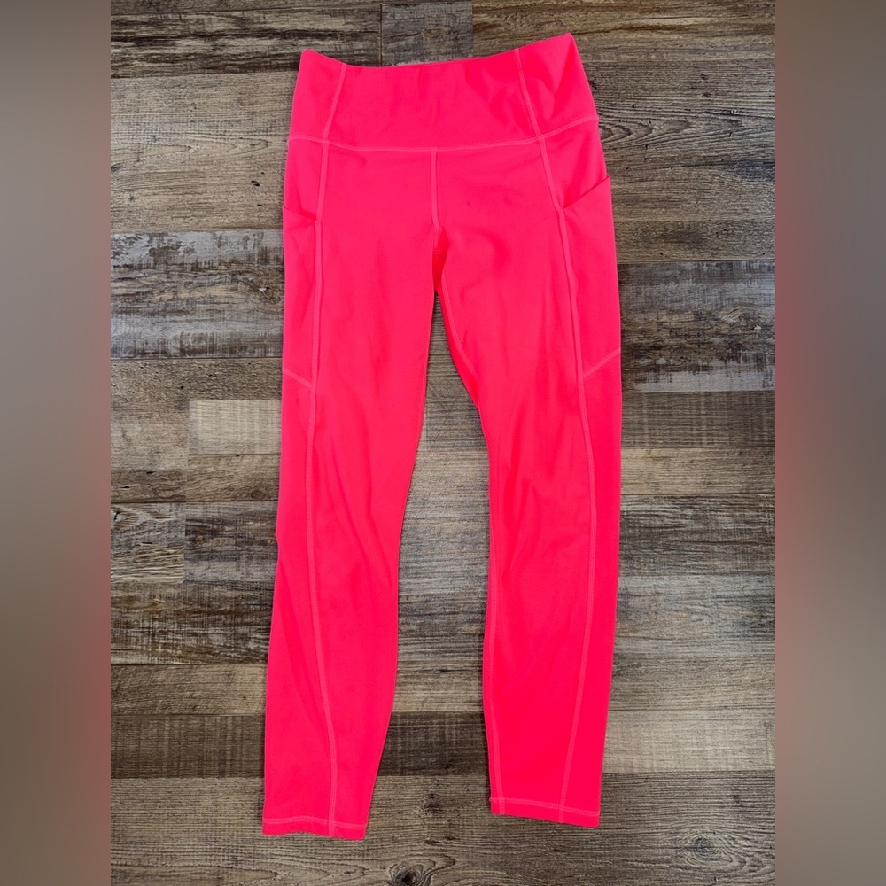 Fabletics Pop Coral High Rise 7/8 Leggings Small Athletic Pocket Activewear